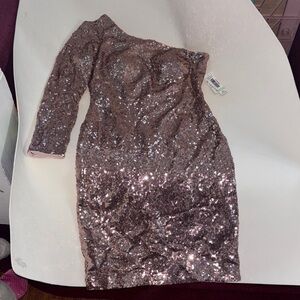 R&M Richards Rose Gold Sequin Dress